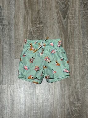 Cat & Jack Mint Green Corgi Print Swim Trunks